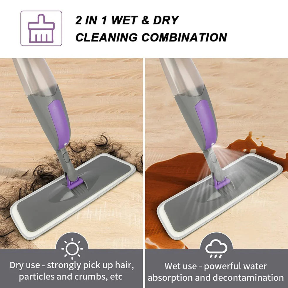 360° Healthy Spray Mop with Microfiber Cleaning Pad, Integrated Water Spray, Reusable Washable Pad for Floor Cleaning in Home & Office