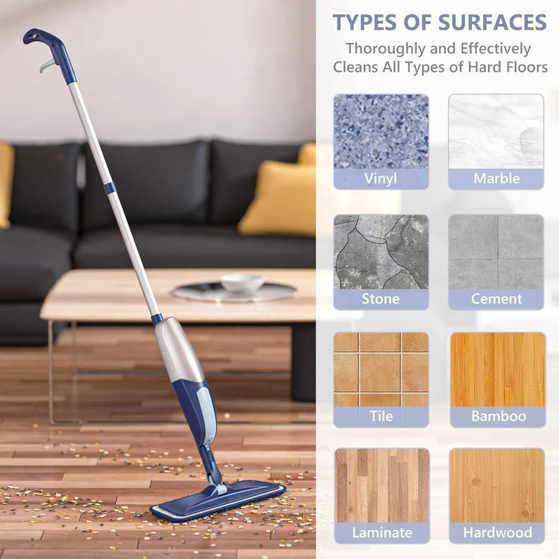 360° Healthy Spray Mop with Microfiber Cleaning Pad, Integrated Water Spray, Reusable Washable Pad for Floor Cleaning in Home & Office